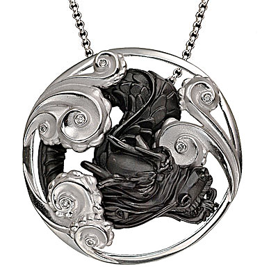 Подвеска из родированого серебра 925 пробы П-26049 Водяной дракон