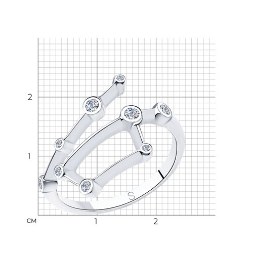 Кольцо из родированого серебра 925 пробы 94013061