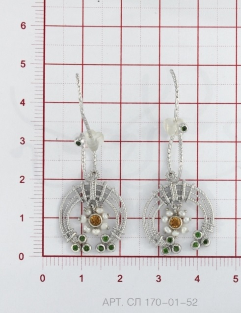 Серьги на петле женские из родированого серебра 925 пробы СЛ170-01-52