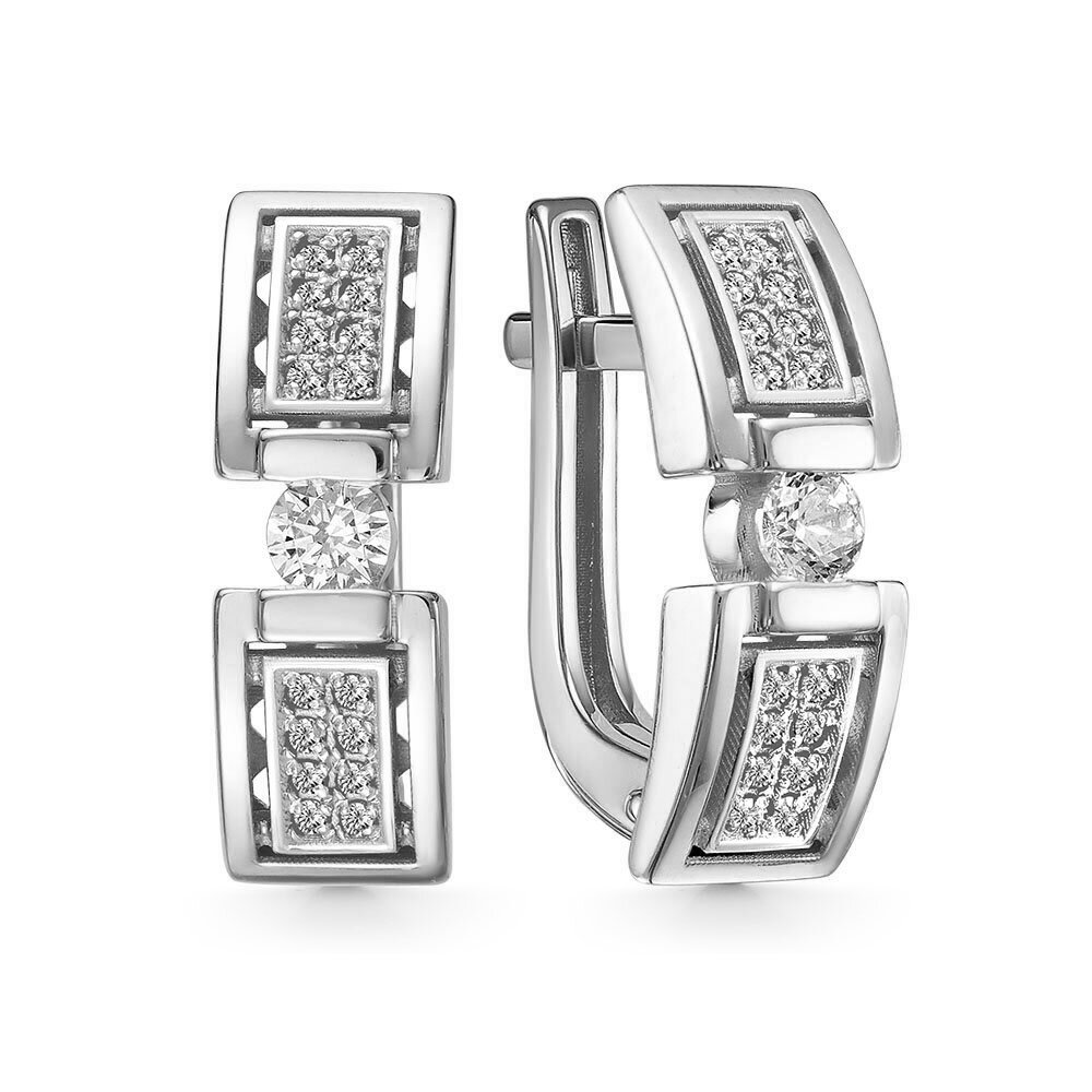 Серьги с английским замком детские из родированого серебра 925 пробы с120678