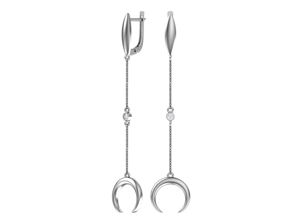 Серьги с английским замком женские из родированого серебра 925 пробы 0221478-00775