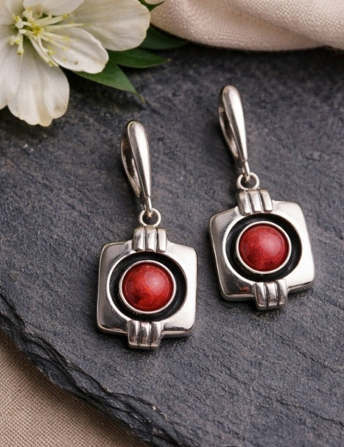 Серьги женские из родированого серебра 925 пробы 1/23 СИ-20-6