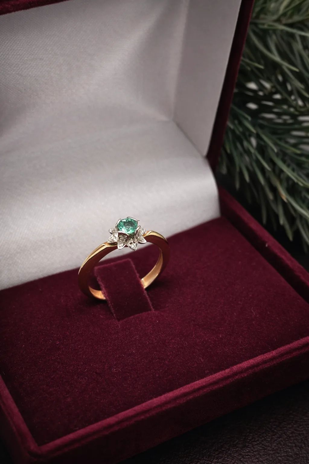 Кольцо из золота 585 пробы 1105688230 с изумрудом и бриллиантами