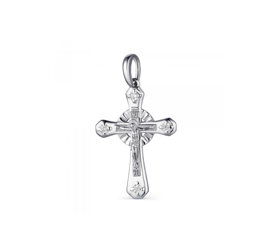 Крест из родированого серебра 925 пробы 03-1543/00КЦ-00