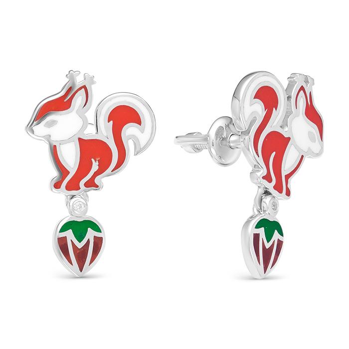 Пусеты из родированого серебра 925 пробы 02-0580/ЭМ54-00