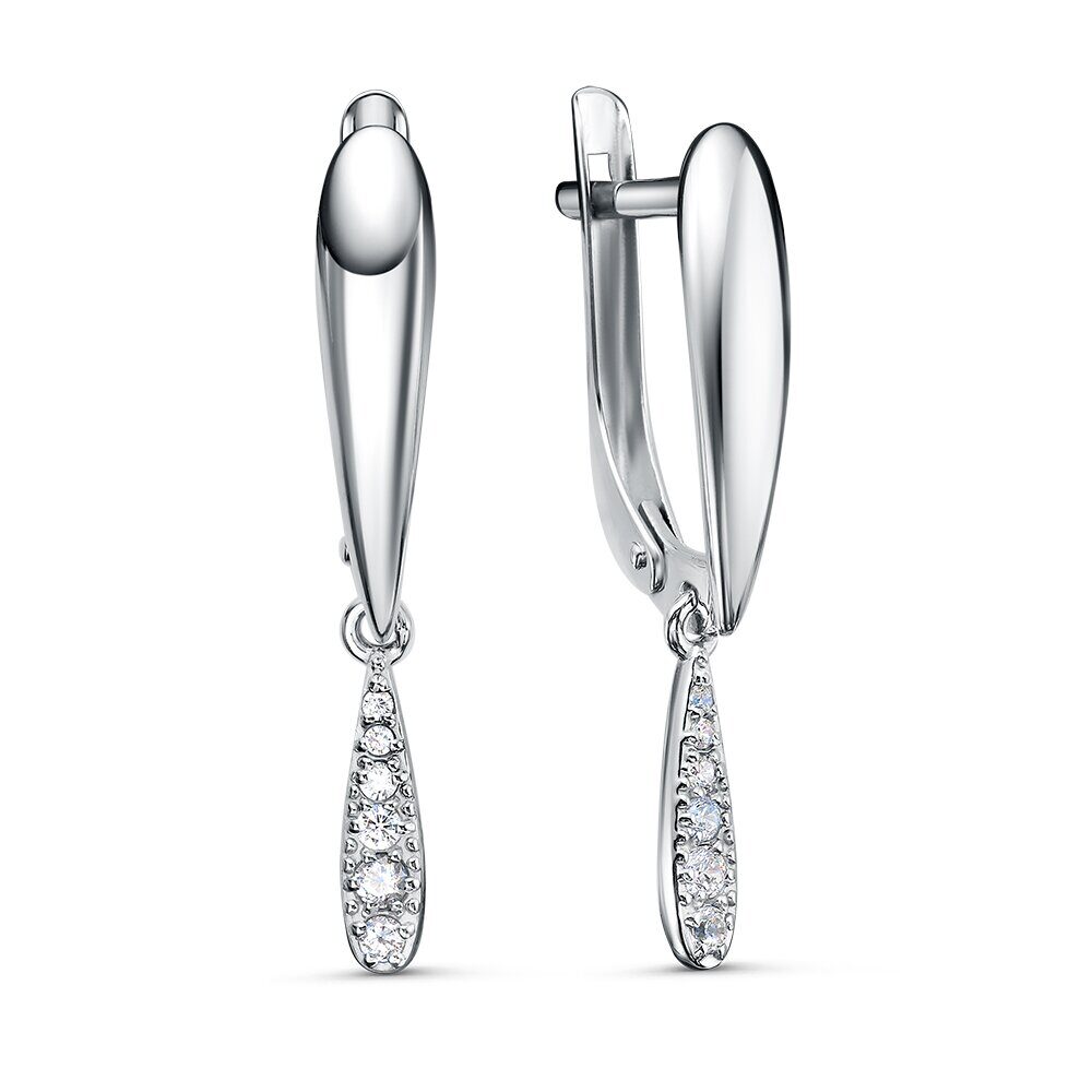 Серьги с английским замком женские из родированого серебра 925 пробы 3101028741