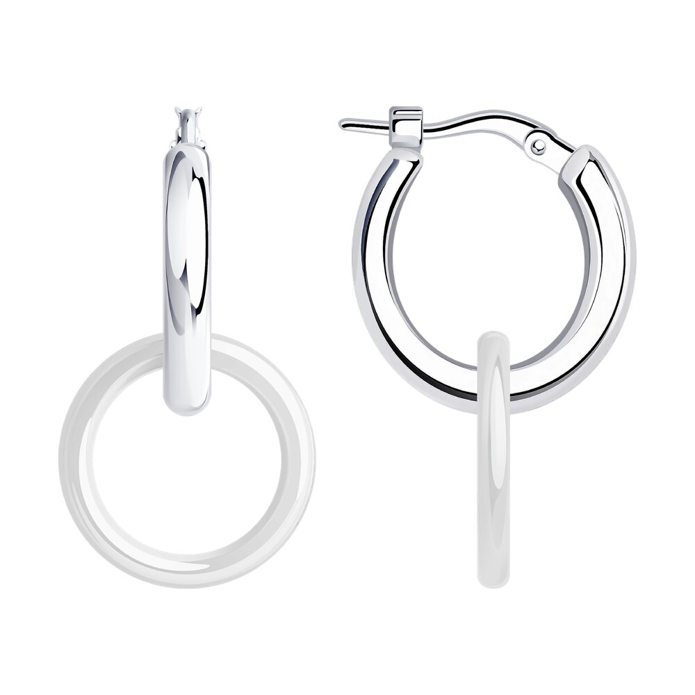 Серьги с английским замком женские из родированого серебра 925 пробы 94025008