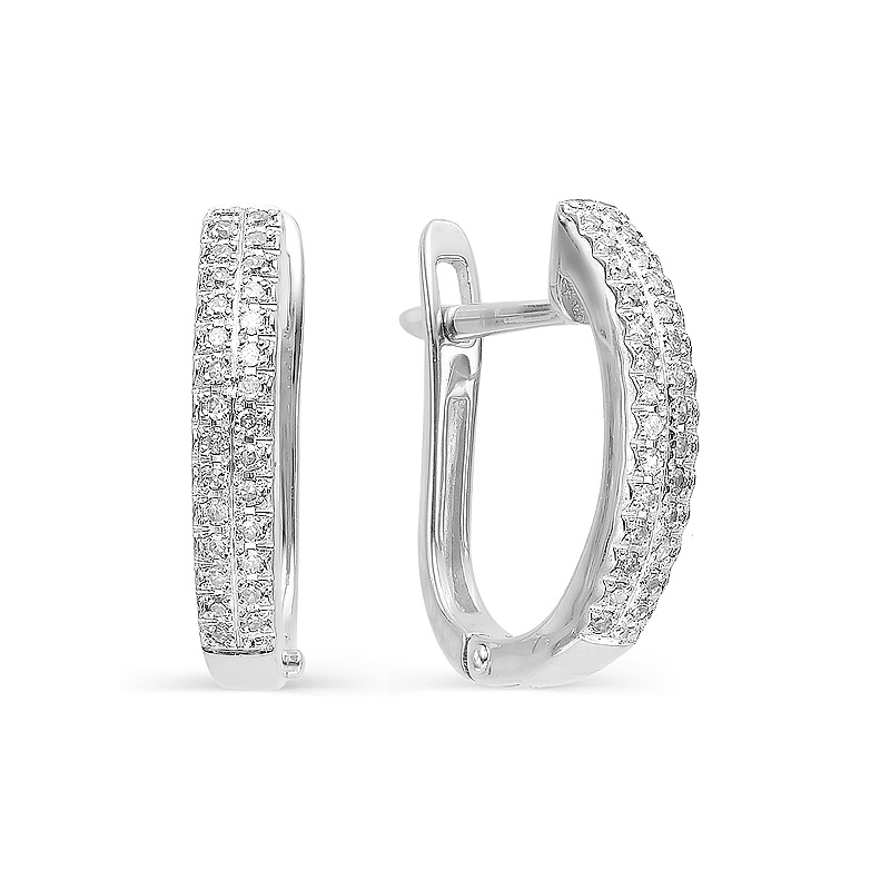 Серьги с английским замком женские из белого золота 585 пробы 22324-200 с бриллиантами