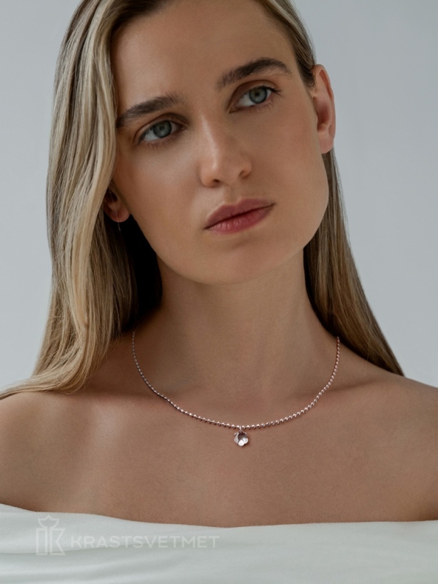 Колье из родированого серебра 925 пробы НХ22-2101-3 д. 2 мм