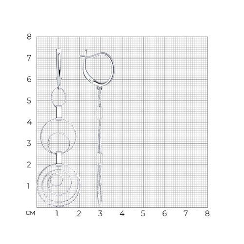 Серьги с английским замком женские из родированого серебра 925 пробы 94024392