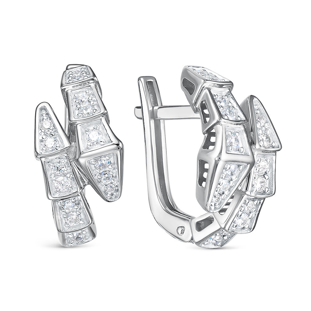 Серьги с английским замком женские из родированого серебра 925 пробы с120323