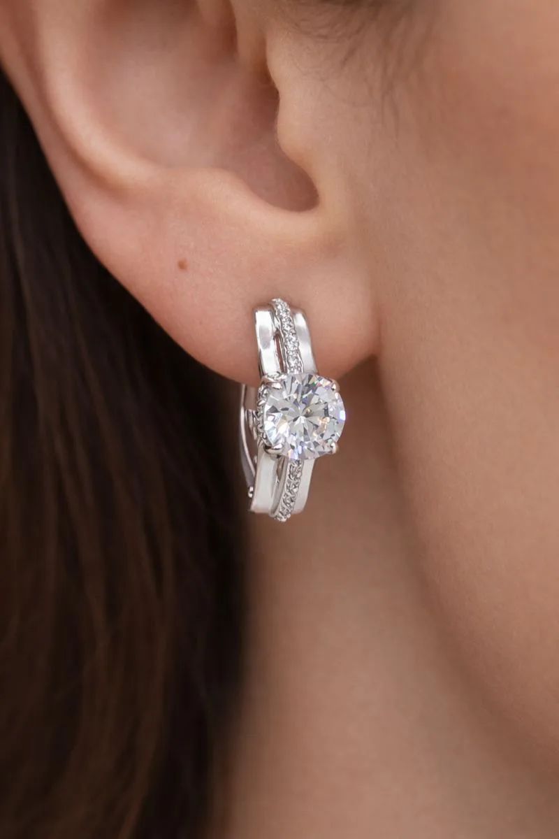 Серьги с английским замком женские из белого золота 585 пробы б124462