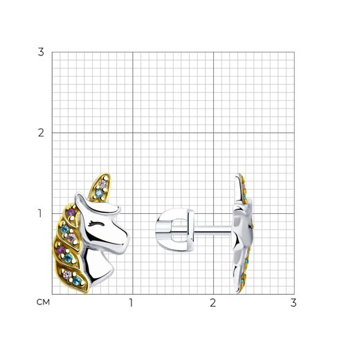 Пусеты из родированого серебра 925 пробы 94025706