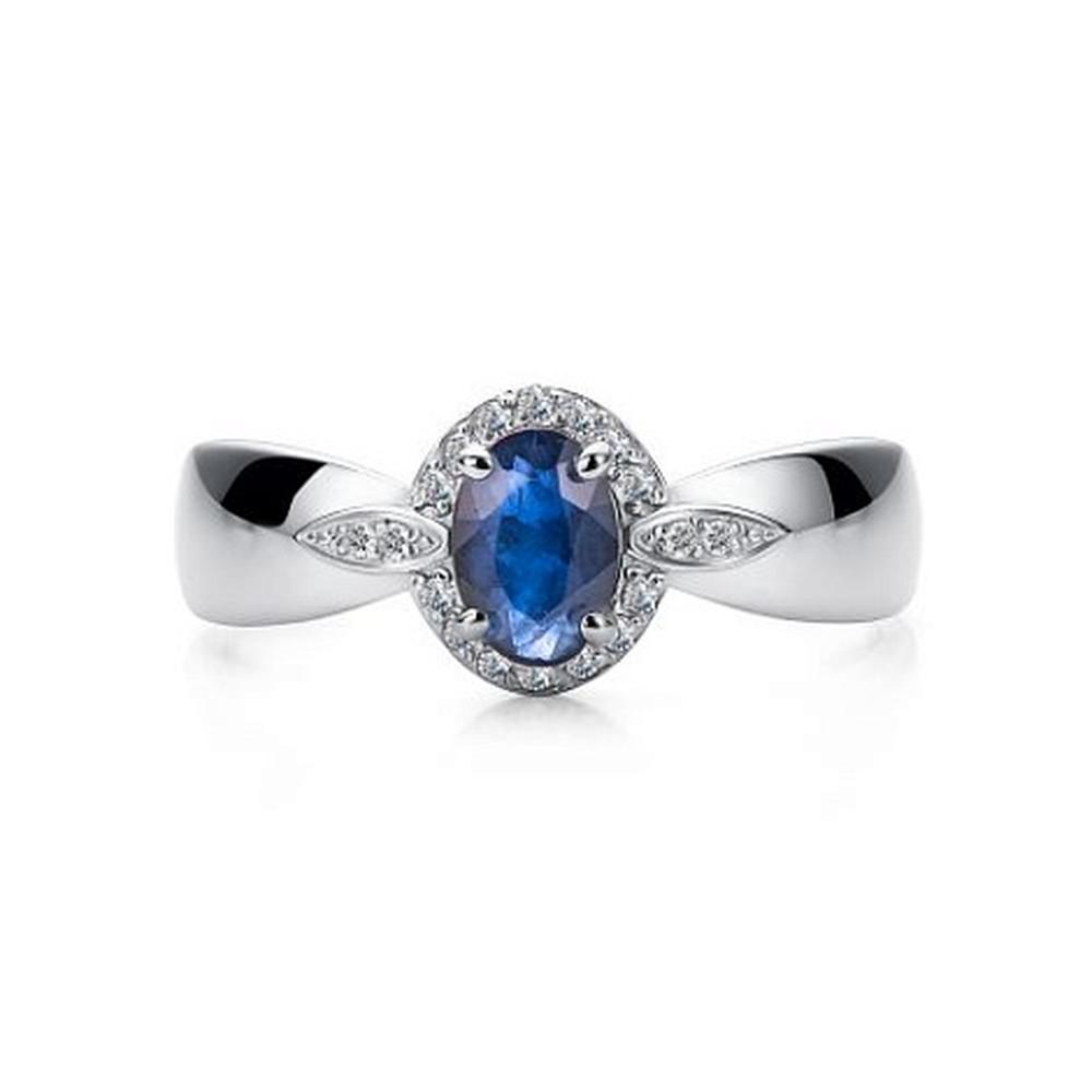 Кольцо из родированого серебра 925 пробы 01-0367/000С-00 с сапфиром