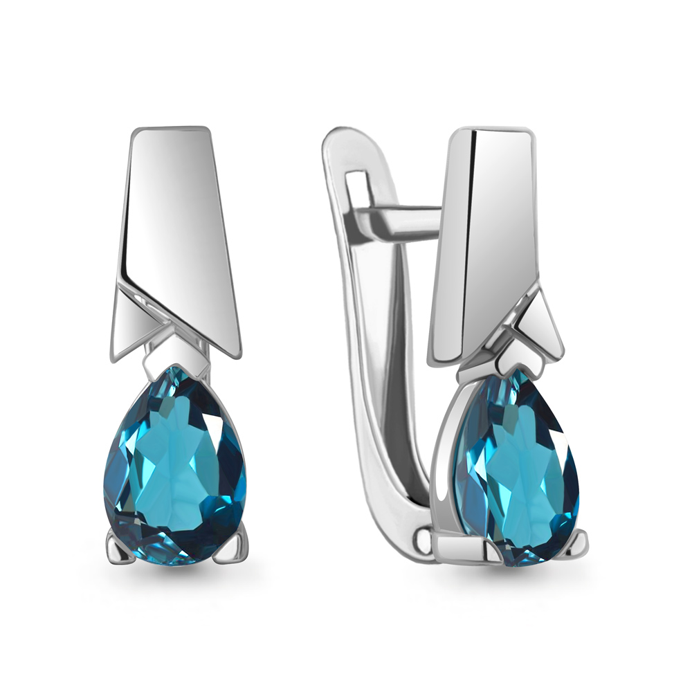 Серьги женские из родированого серебра 925 пробы 4796008 с топазами