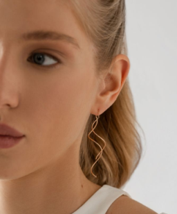 Серьги протяжки женские из красного золота 585 пробы НС12-364