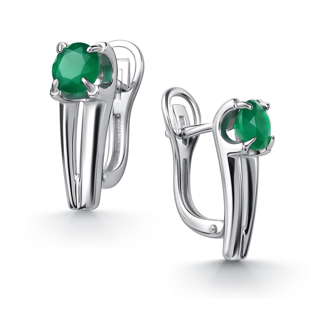 Серьги с английским замком женские из родированого серебра 925 пробы 02-5154/00АГ-00