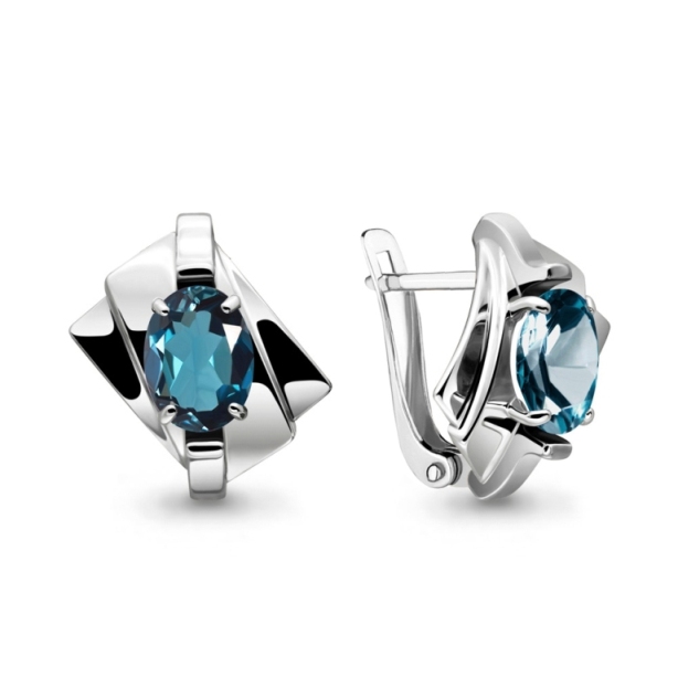 Серьги с английским замком женские из родированого серебра 925 пробы 4492708