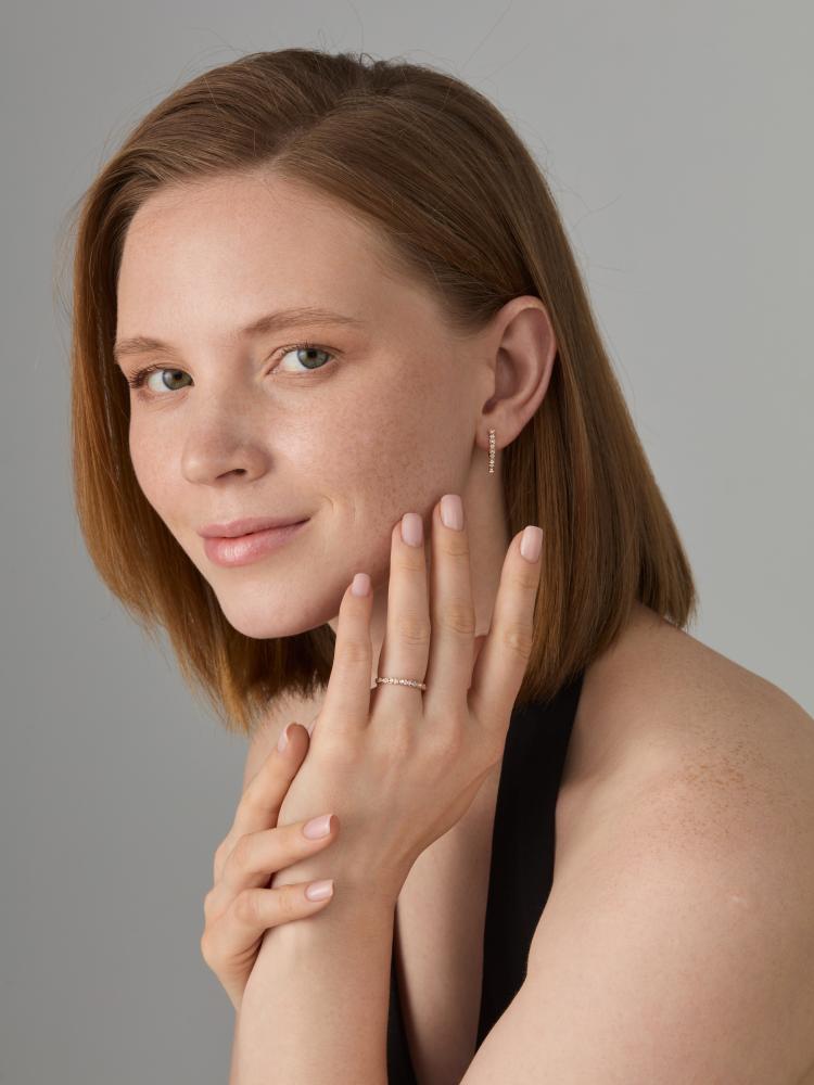 Серьги с английским замком женские из красного золота 585 пробы 26444-100 с бриллиантами