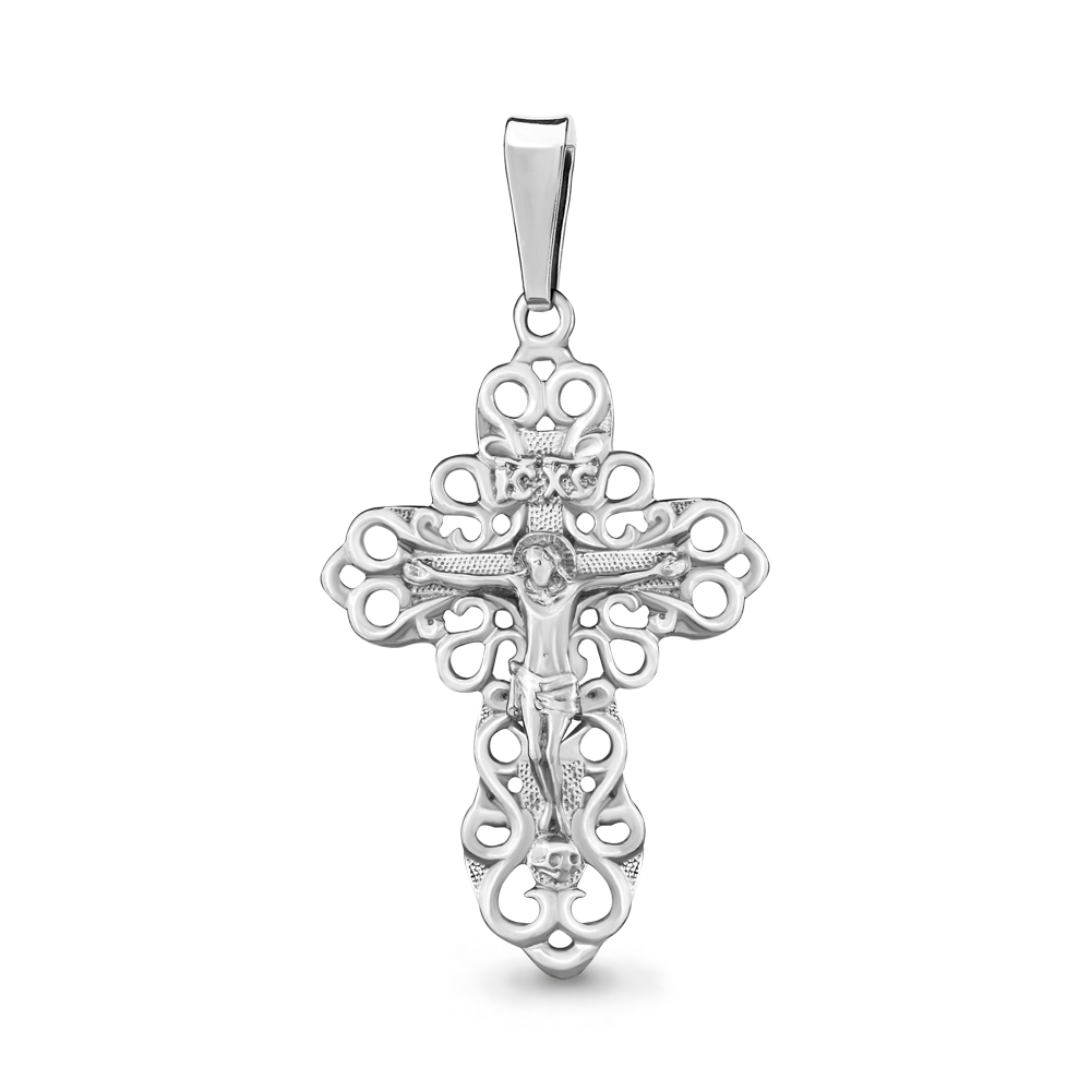 Крест из родированного серебра 925 пробы 12005