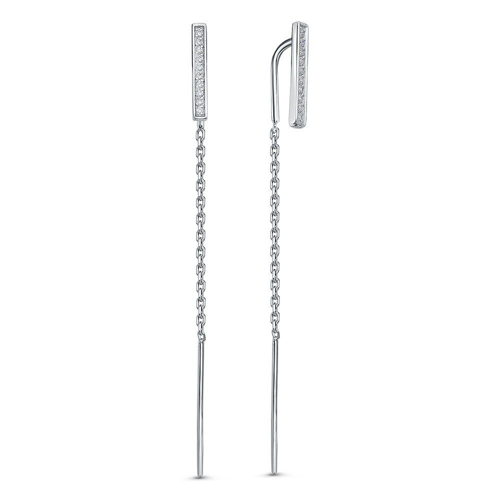 Серьги протяжки женские из родированого серебра 925 пробы 3101028645