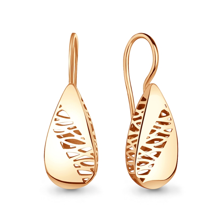 Серьги на петле из красного золота 585 пробы 34815