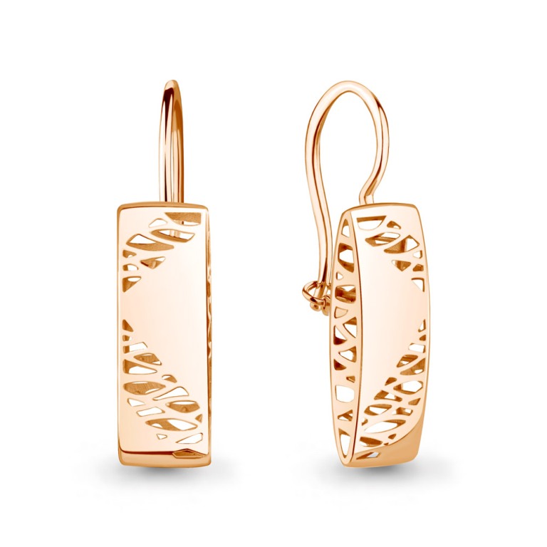 Серьги на петле женские из красного золота 585 пробы 34814