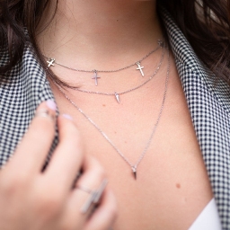 Колье из родированого серебра 925 пробы 0320385-00245