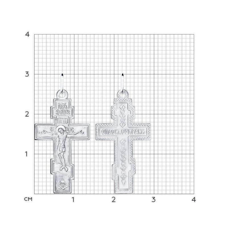 Крест из родированого серебра 925 пробы 94120030