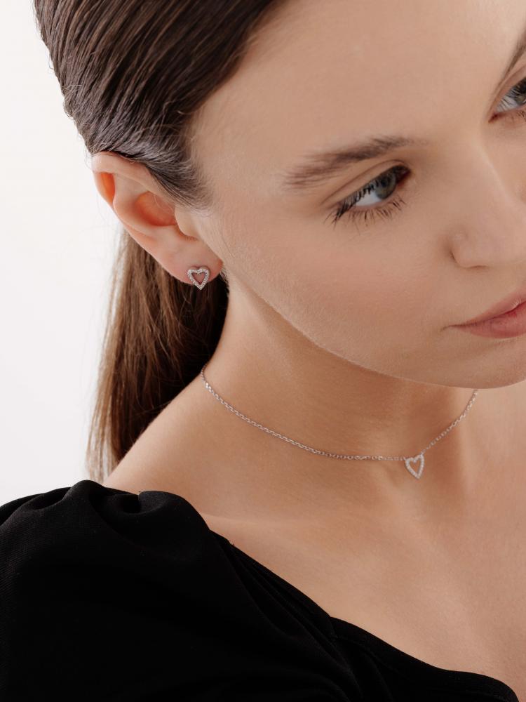 Пусеты из родированого серебра 925 пробы 02-4065/00КЦ-00