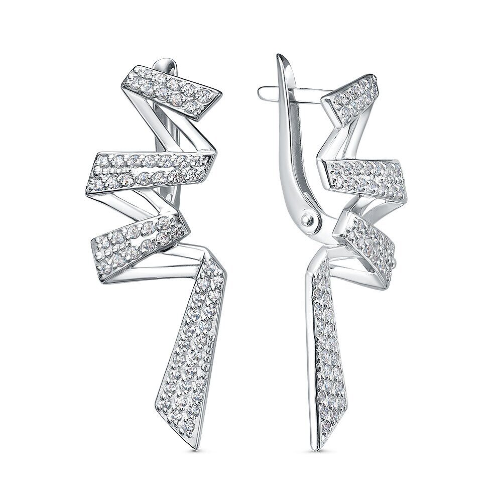 Серьги с английским замком женские из родированого серебра 925 пробы 3101028286