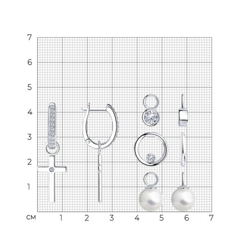 Серьги с английским замком женские из родированого серебра 925 пробы 94024109