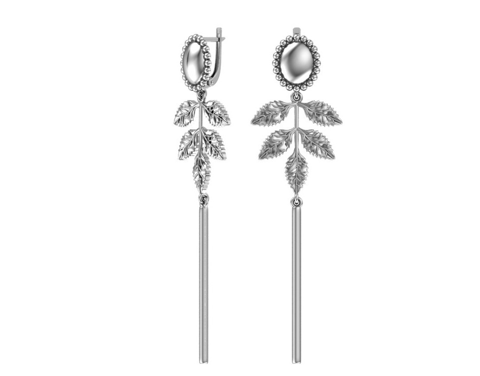 Серьги с английским замком женские из родированого серебра 925 пробы 2101154-00245