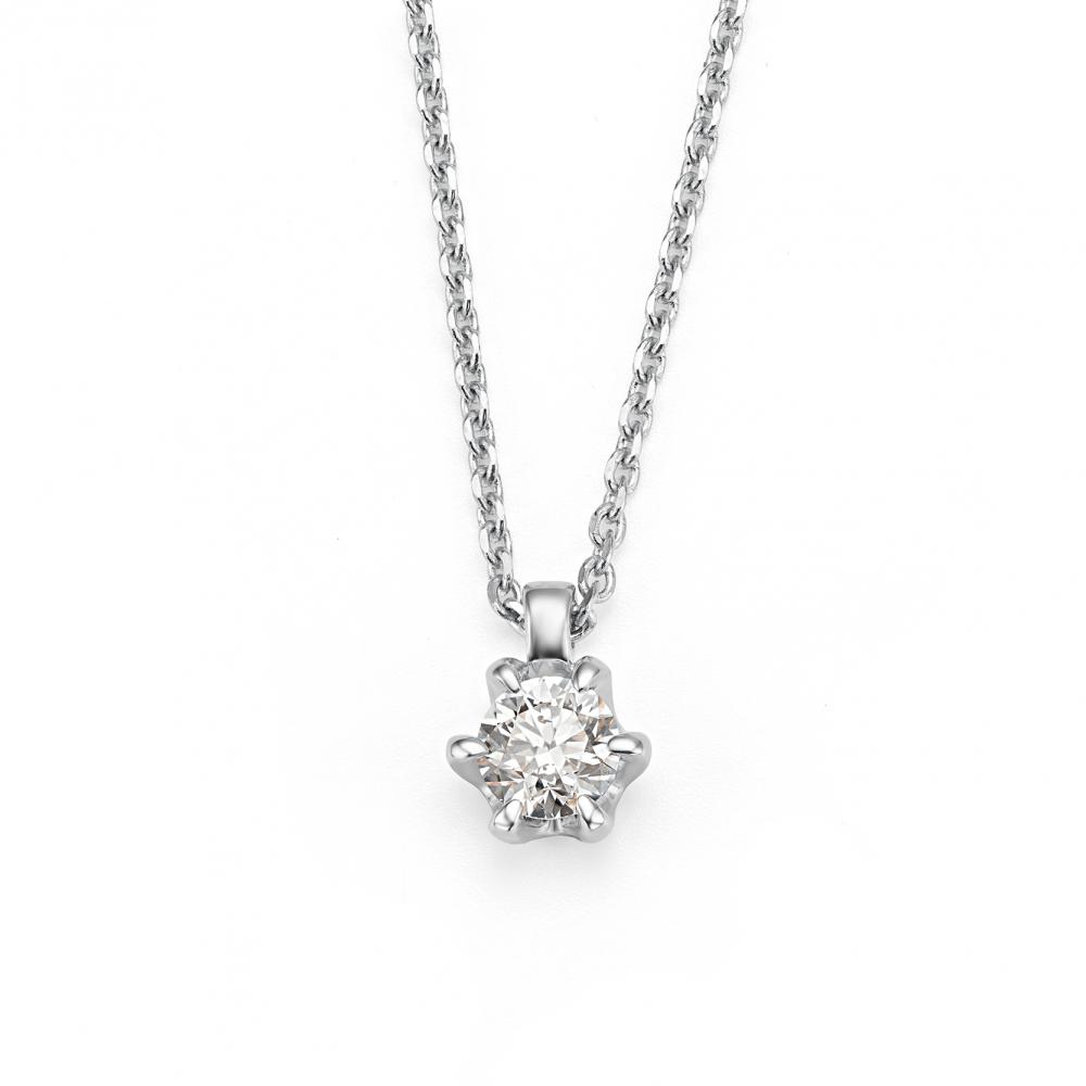 Колье из белого золота 585 пробы 66276-200 с бриллиантом