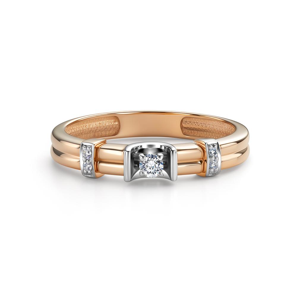 Кольцо из красного золота 585 пробы 16501-100 с бриллиантом