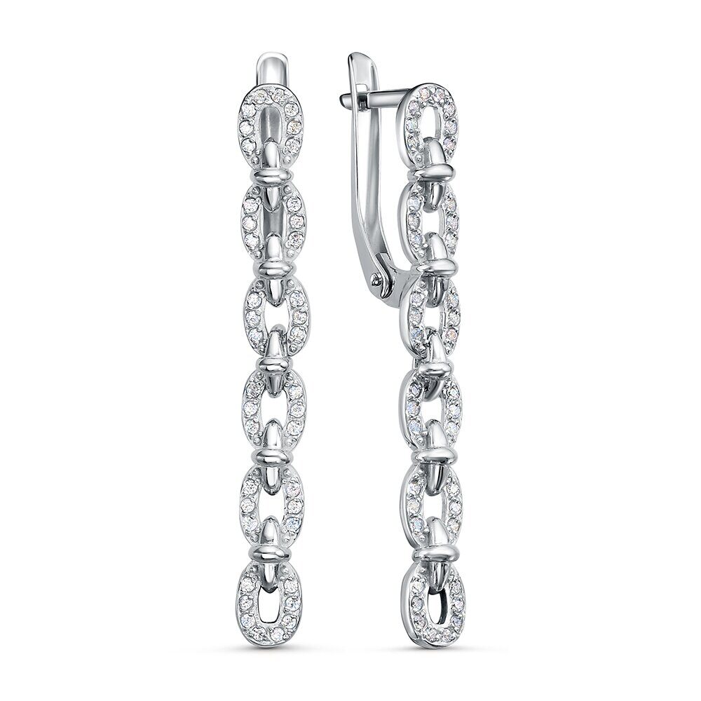 Серьги с английским замком женские из родированого серебра 925 пробы 3101028424