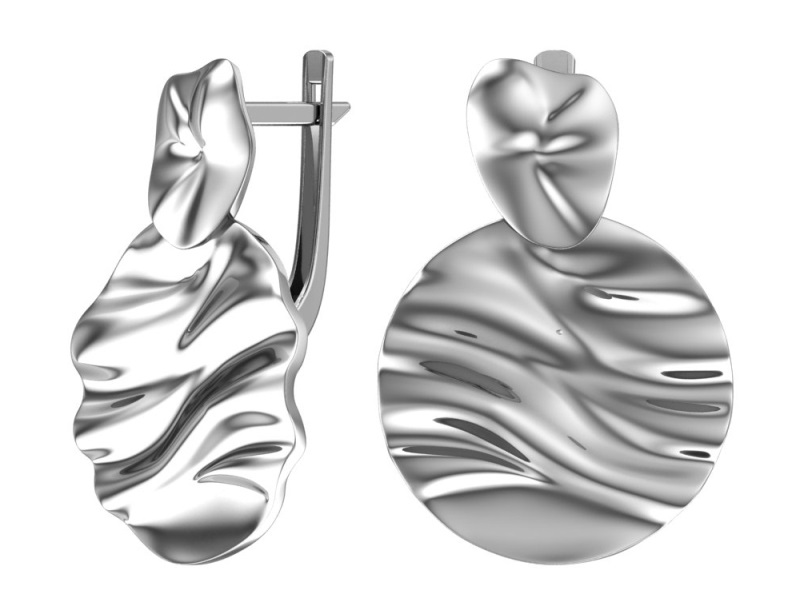 Серьги с английским замком женские из родированого серебра 925 пробы 0201404-00245