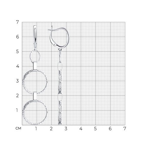 Серьги с английским замком женские из родированого серебра 925 пробы 94024381