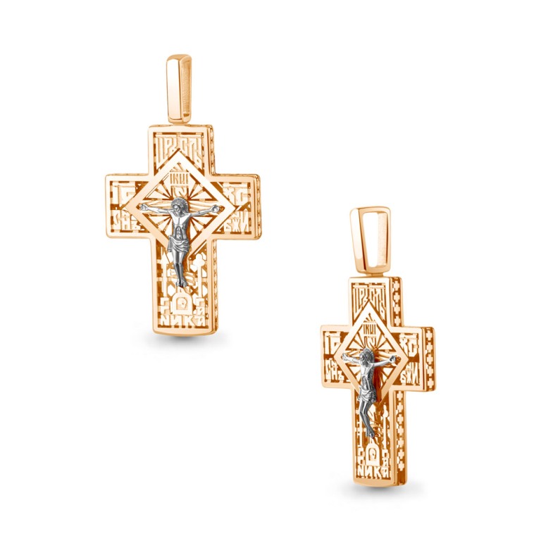 Крест из красного золота 585 пробы 14864