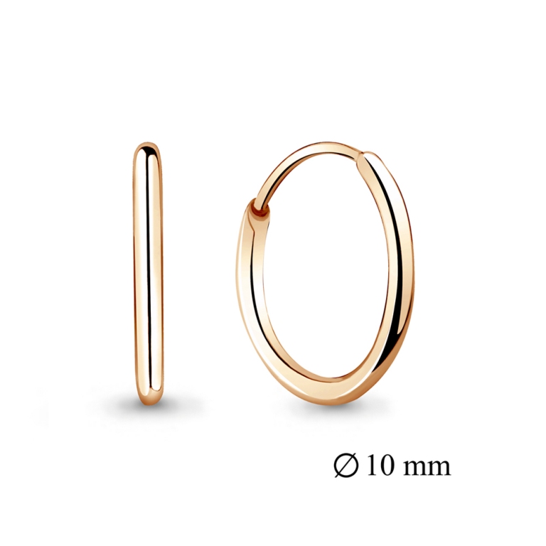 Серьги конго и диаметром проволоки 10 мм женские из красного золота 585 пробы 31086