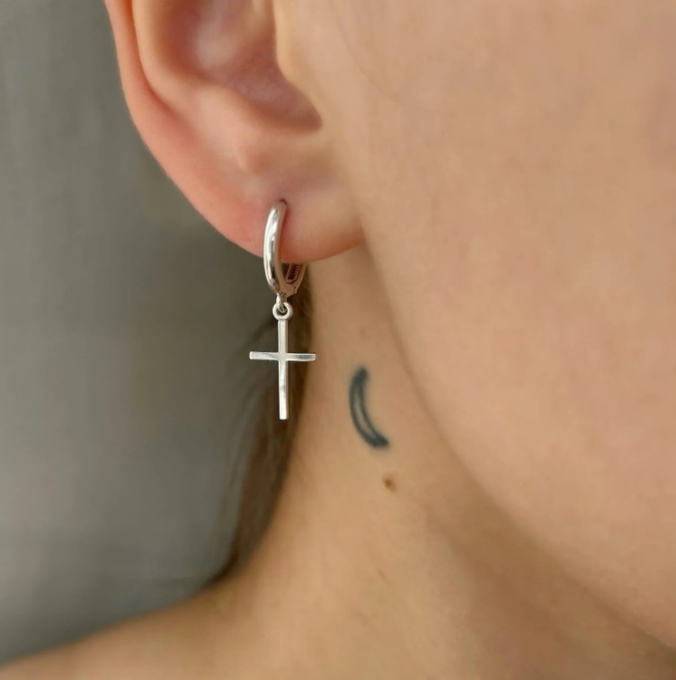 Серьги конго женские из родированого серебра 925 пробы с13.162