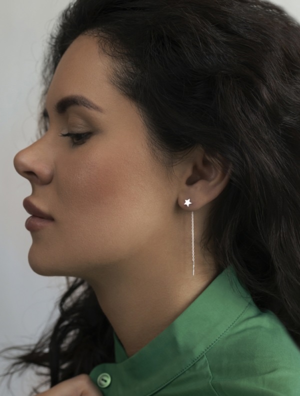 Серьги протяжки женские из родированого серебра 925 пробы 0221287-00245