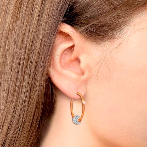 Серьги конго женские из красного золота 585 пробы 49565