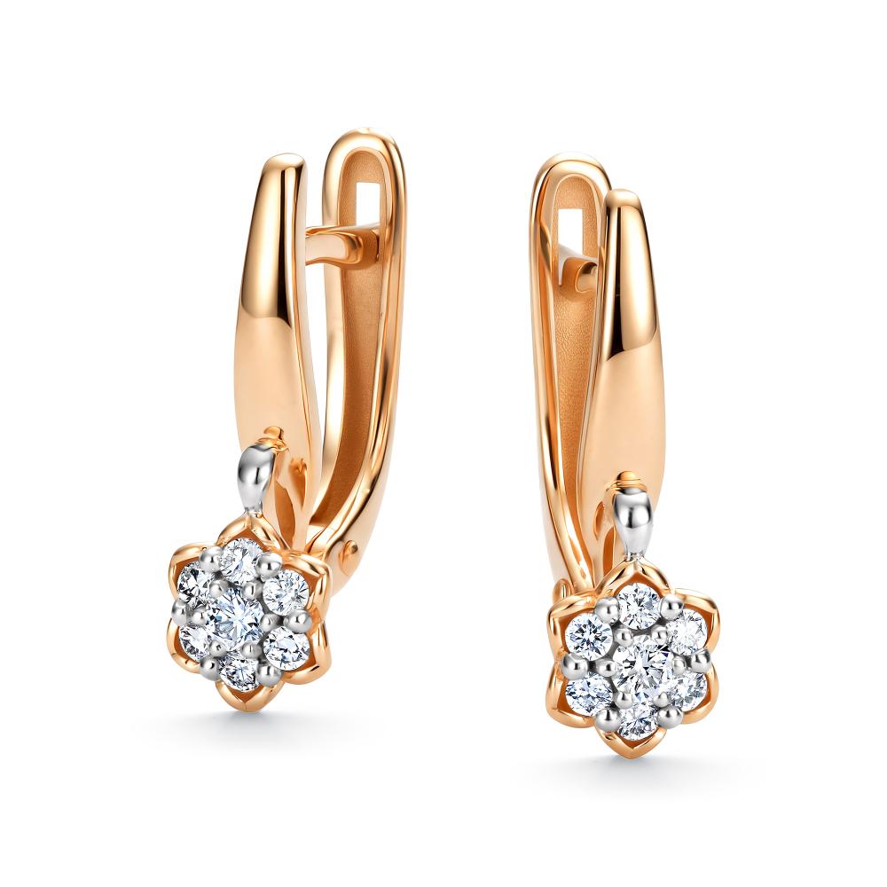Серьги с английским замком женские из красного золота 585 пробы 26935-100