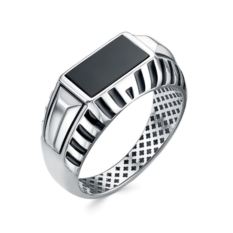 Печатка из родированого серебра 925 пробы с040026