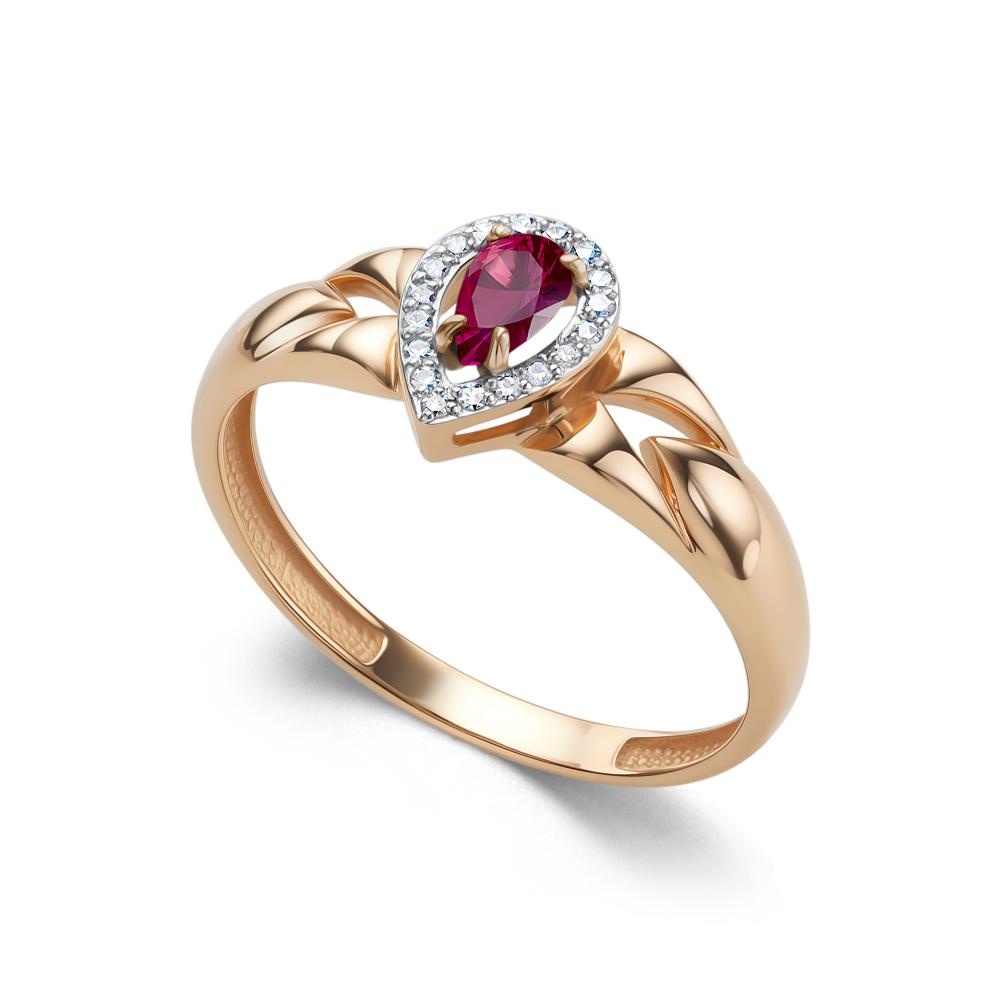 Кольцо из красного золота 585 пробы 16434-103 с рубином и бриллиантами