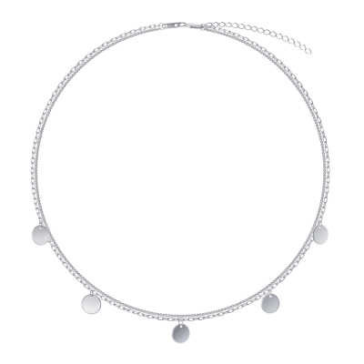 Колье из родированого серебра 925 пробы НХ22-1814-3 д. 0,5 мм