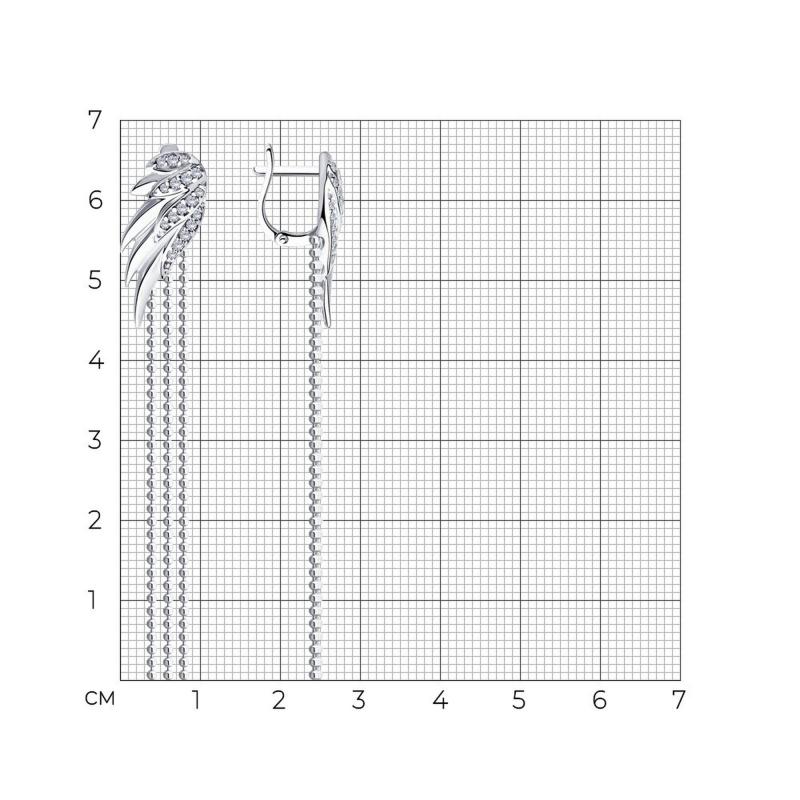 Серьги с английским замком женские из родированого серебра 925 пробы 94025104