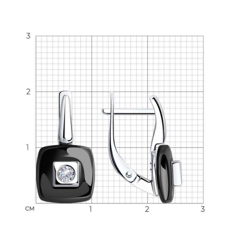 Серьги с английским замком женские из родированого серебра 925 пробы 94-120-01278-1