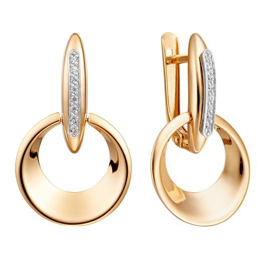 Серьги с английским замком женские из красного золота 585 пробы с636-01